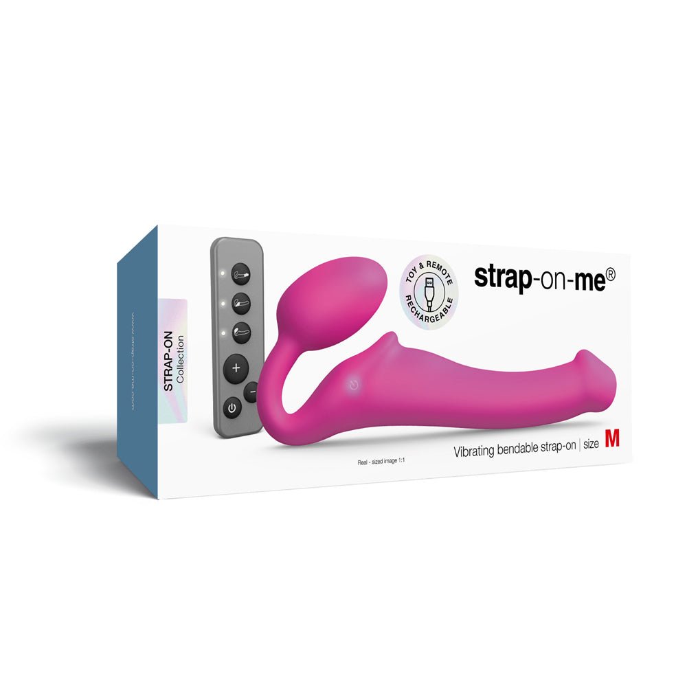 strap-on-me-vibrating-bendable-strapless-strap-on-fuchsia-medium Strap-On-Me Vibrating Bendable Strapless Strap-On Fuchsia Medium - Image 1