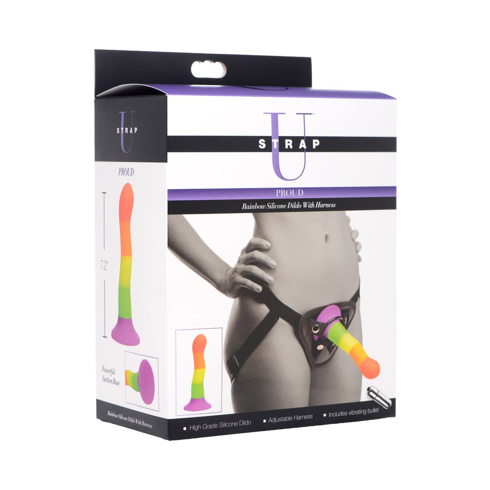 strap-u-proud-rainbow-silicone-dildo-with-harness Strap U Proud Rainbow Silicone Dildo with Harness - Image 1