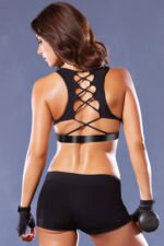 Strike Corsetry Back Microfiber Sports Bra - Small - Black - Image 2