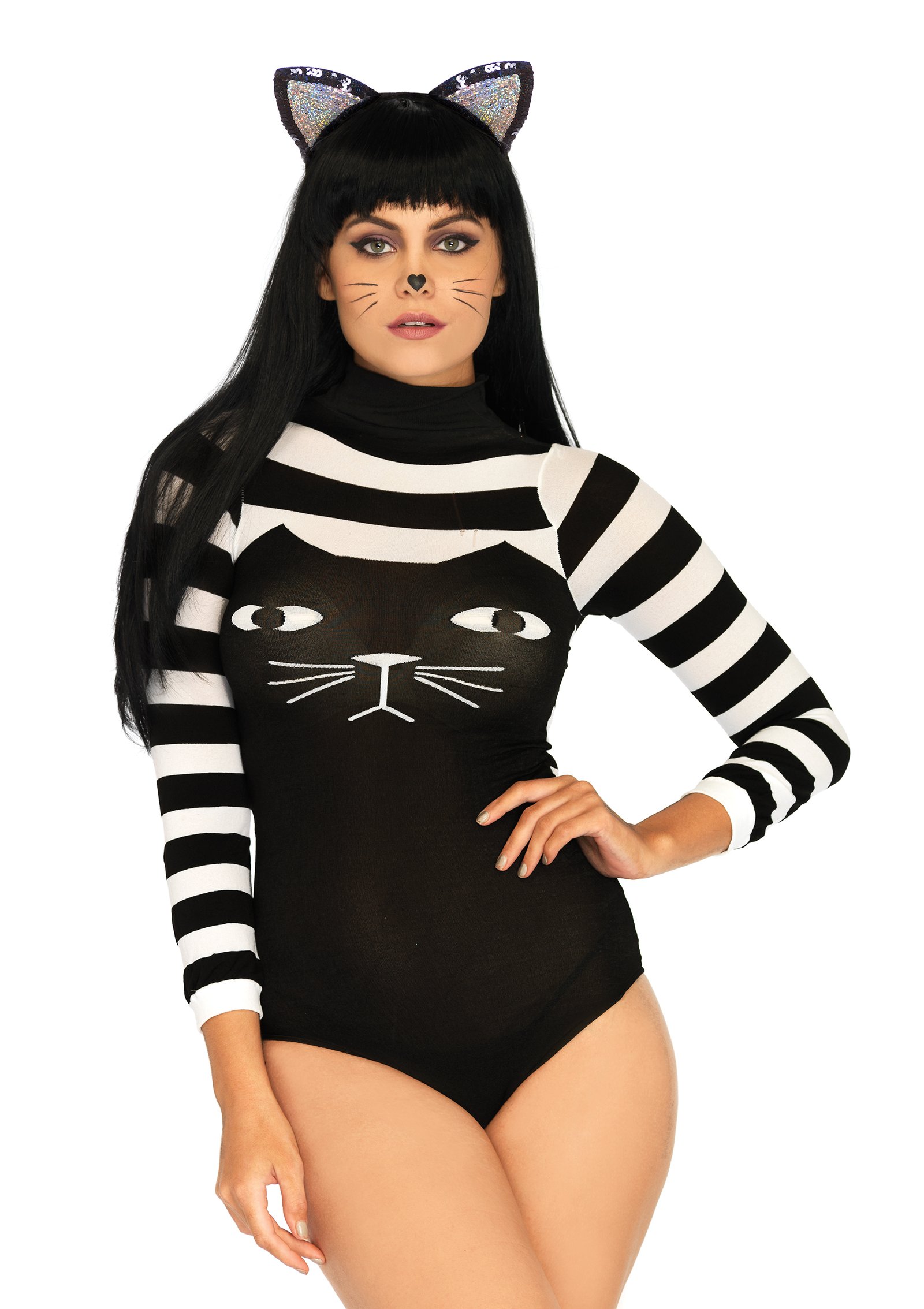 striped-cat-bodysuit-one-size Striped Cat Bodysuit - One Size - Image 1