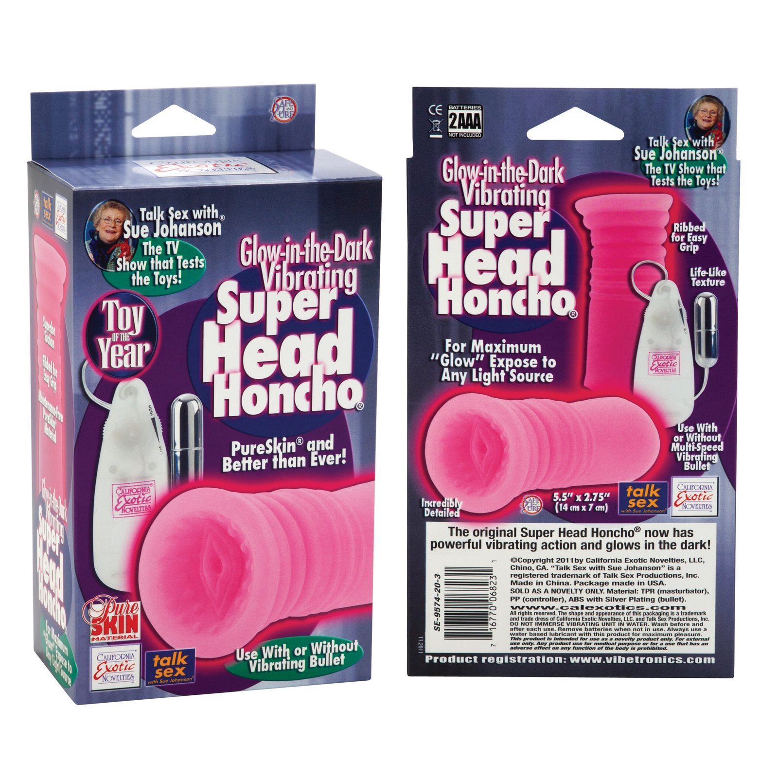 sue-johanson-glow-in-the-dark-vibrating-super-head-honcho-pink Sue Johanson Glow-in-the-Dark Vibrating Super Head Honcho - Pink - Image 1