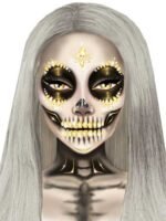 Sugar Skull Adhesive Face Jewels Sticker - Gold - Image 3