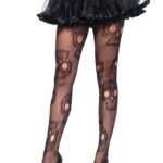 Sugar Skull Net Pantyhose - One Size