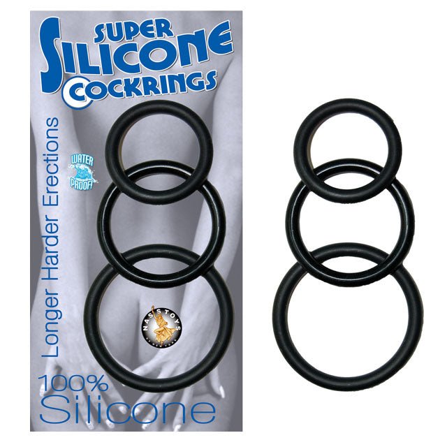 super-silicone-cockrings-3-black Super Silicone Cockrings 3 (Black) - Image 1