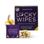 Sweetums Lucky Wipes Banana Flavor Water-Based Intimate Wipes 10-Pack - Image 2