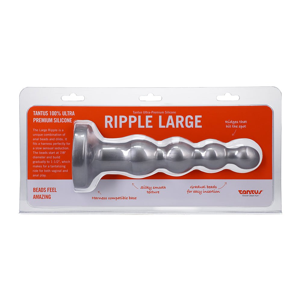 tantus-ripple-large-8-in-anal-beads-dildo-medium-firm-silver Tantus Ripple Large 8 in. Anal Beads Dildo Medium-Firm Silver - Image 1