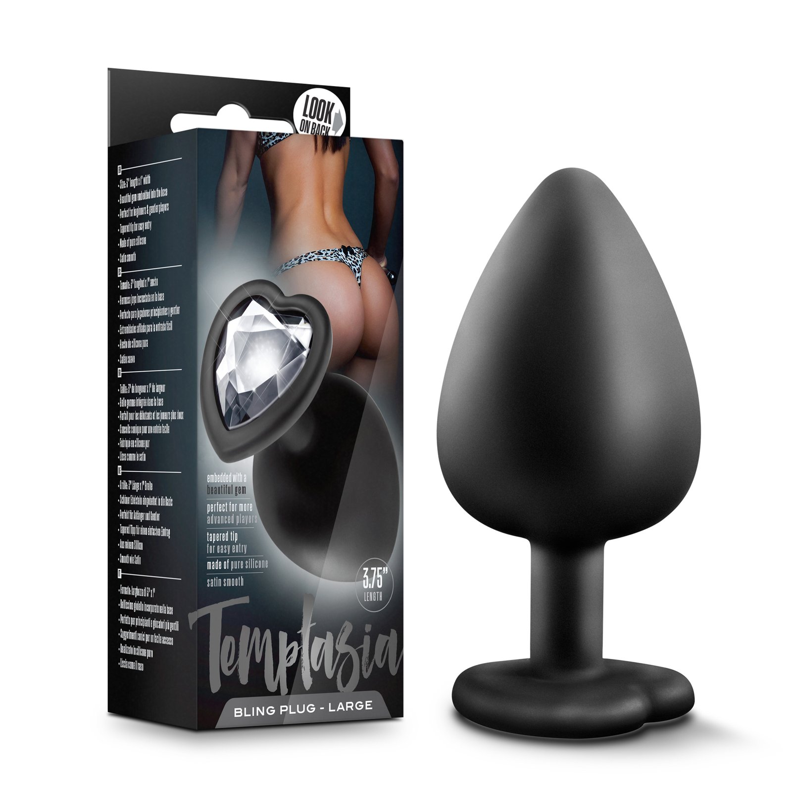 temptasia-bling-plug-large-black Temptasia - Bling Plug - Large - Black - Image 1