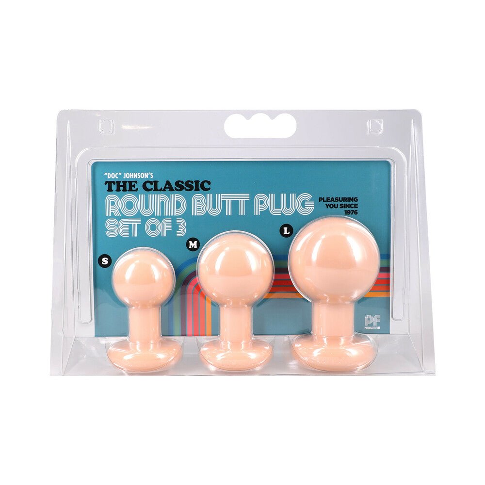 the-classic-round-butt-plug-cream-3-piece-set The Classic Round Butt Plug Cream 3-Piece Set - Image 1