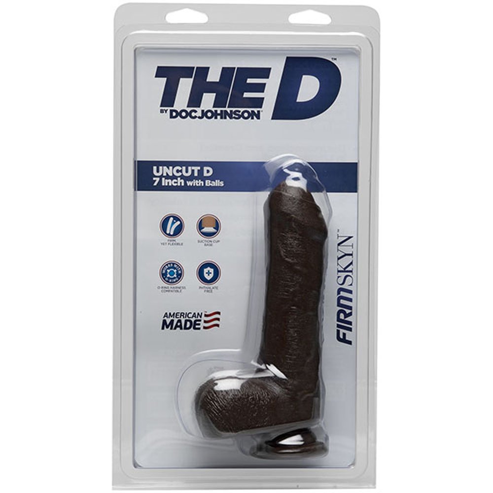 the-d-uncut-d-7-inch-with-balls-firmskyn-chocolate The D - Uncut D - 7 Inch With Balls - Firmskyn - Chocolate - Image 1