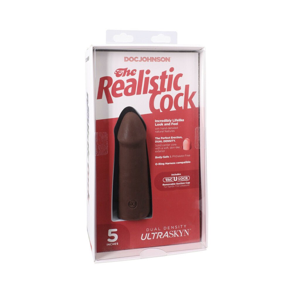 the-realistic-cock-5-in-ultraskyn-vac-u-lock-dildo-chocolate The Realistic Cock 5 in. ULTRASKYN Vac-U-Lock Dildo Chocolate - Image 1