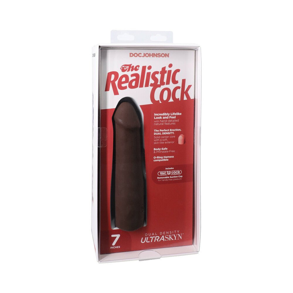 the-realistic-cock-7-in-ultraskyn-vac-u-lock-dildo-chocolate The Realistic Cock 7 in. ULTRASKYN Vac-U-Lock Dildo Chocolate - Image 1