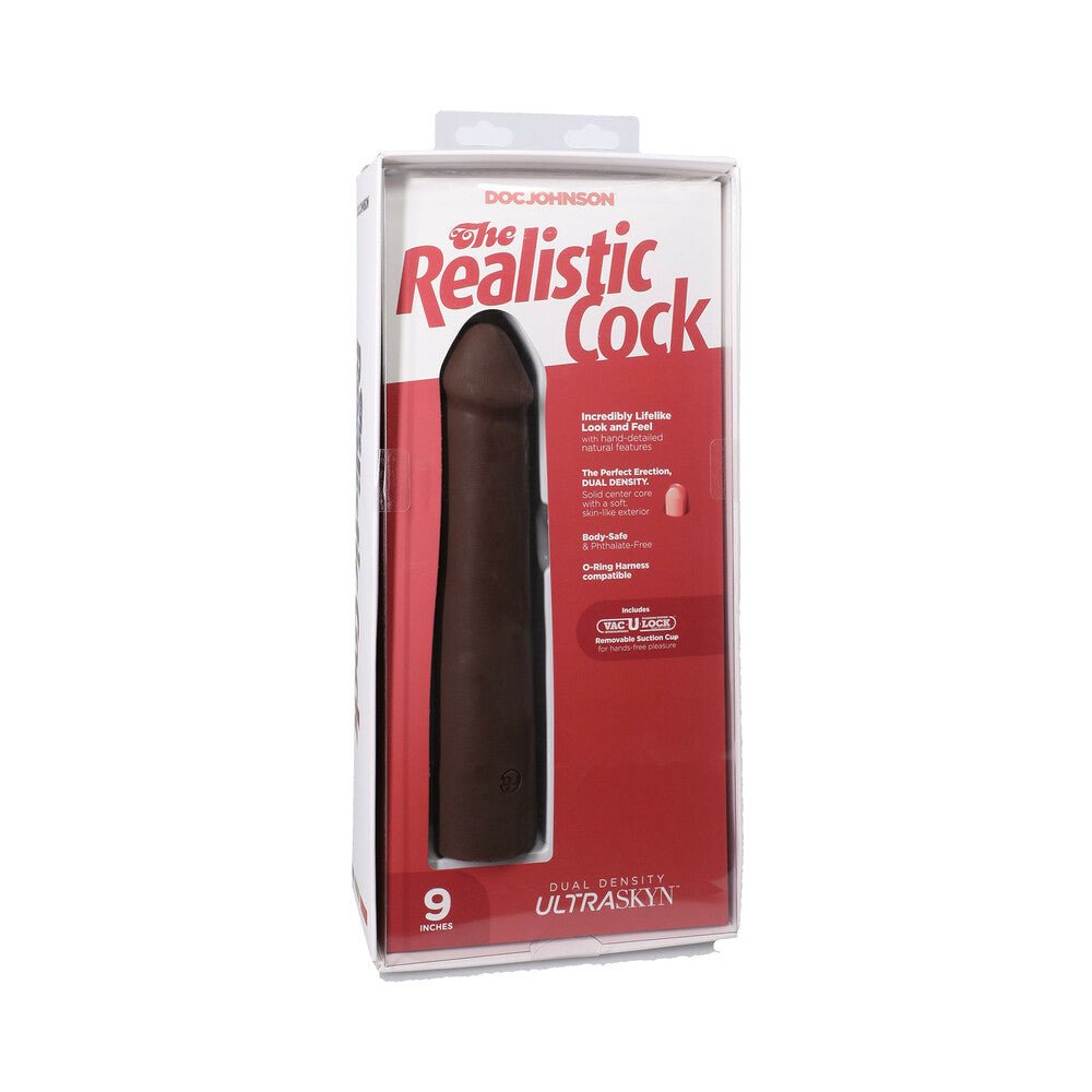 the-realistic-cock-9-in-ultraskyn-vac-u-lock-dildo-chocolate The Realistic Cock 9 in. ULTRASKYN Vac-U-Lock Dildo Chocolate - Image 1
