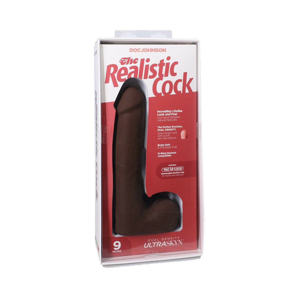 the-realistic-cock-9-in-ultraskyn-vac-u-lock-dildo-with-balls-chocolate The Realistic Cock 9 in. ULTRASKYN Vac-U-Lock Dildo with Balls Chocolate - Image 1