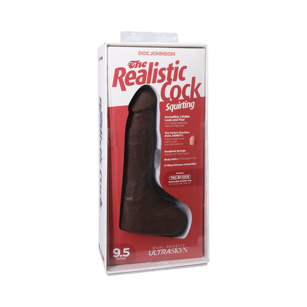 the-realistic-cock-squirting-95-in-ultraskyn-vac-u-lock-dildo-chocolate The Realistic Cock Squirting 9.5 in. ULTRASKYN Vac-U-Lock Dildo Chocolate - Image 1