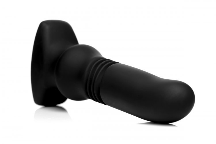 thunder-plugs-silicone-vibrating-and-thrusting-plug-black Thunder Plugs Silicone Vibrating and Thrusting Plug - Black - Image 1