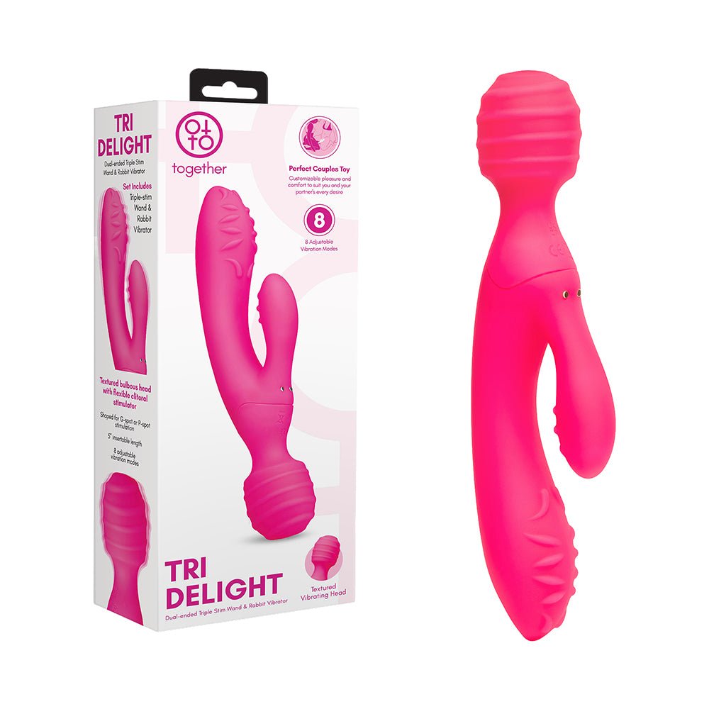 together-toy-tri-delight-dual-ended-triple-stim-wand-rabbit-vibrator Together Toy Tri Delight Dual-Ended Triple Stim Wand & Rabbit Vibrator - Image 1