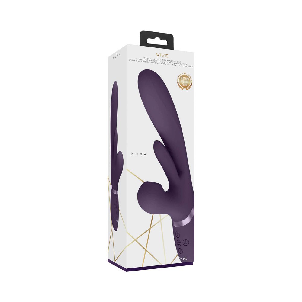 vive-kura-rechargeable-thrusting-silicone-g-spot-vibrator-with-flapping-tongue-and-pulse-wave-stimulator-purple VIVE KURA Rechargeable Thrusting Silicone G-Spot Vibrator with Flapping Tongue and Pulse Wave Stimulator Purple - Image 1