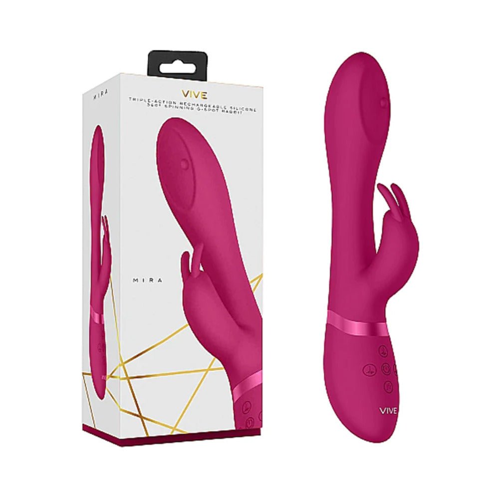 vive-mira-rechargeable-360-spinning-silicone-rabbit-vibrator-pink VIVE MIRA Rechargeable 360° Spinning Silicone Rabbit Vibrator Pink - Image 1