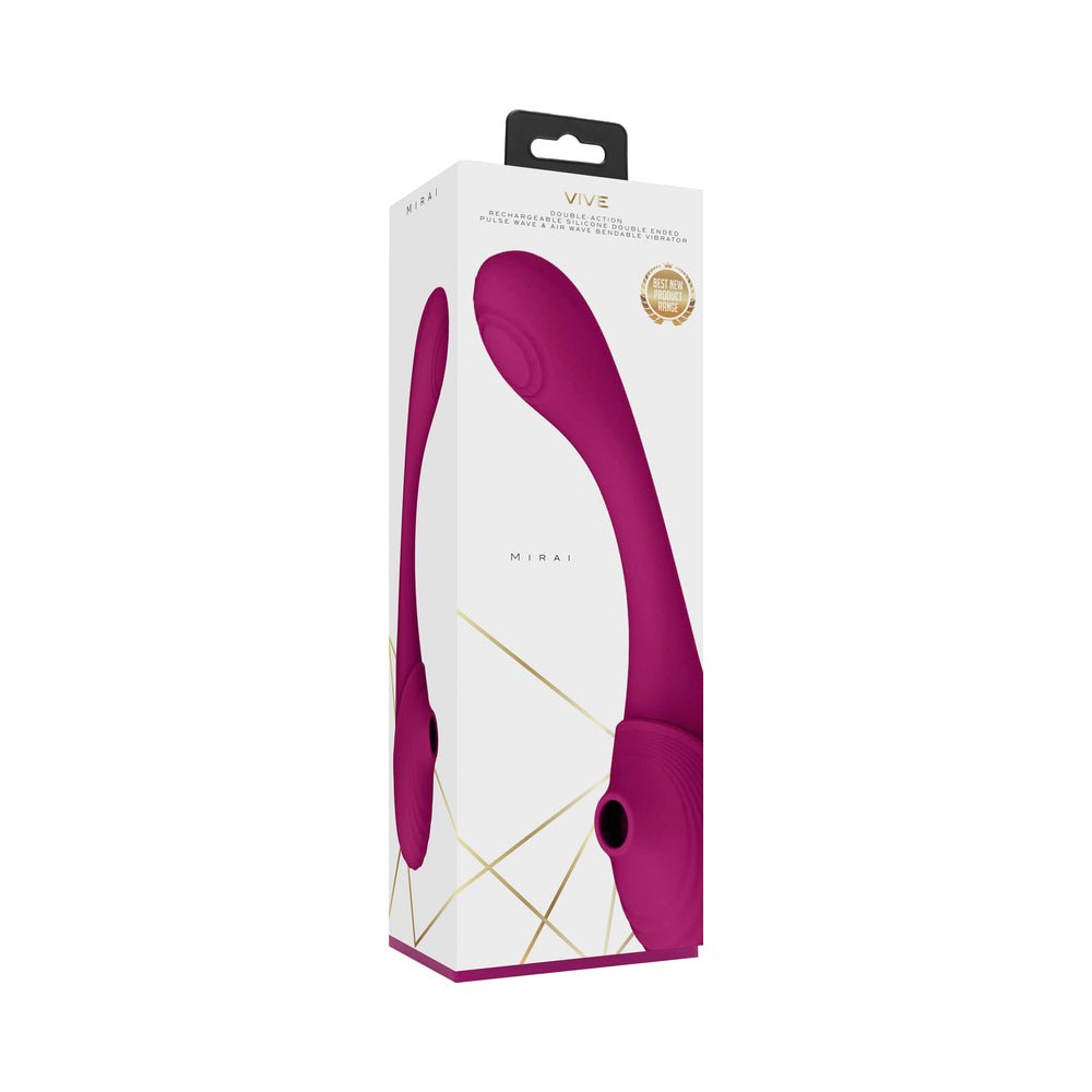 vive-mirai-rechargeable-double-ended-pulse-wave-air-wave-bendable-silicone-vibrator-pink VIVE MIRAI Rechargeable Double Ended Pulse Wave & Air Wave Bendable Silicone Vibrator Pink - Image 1
