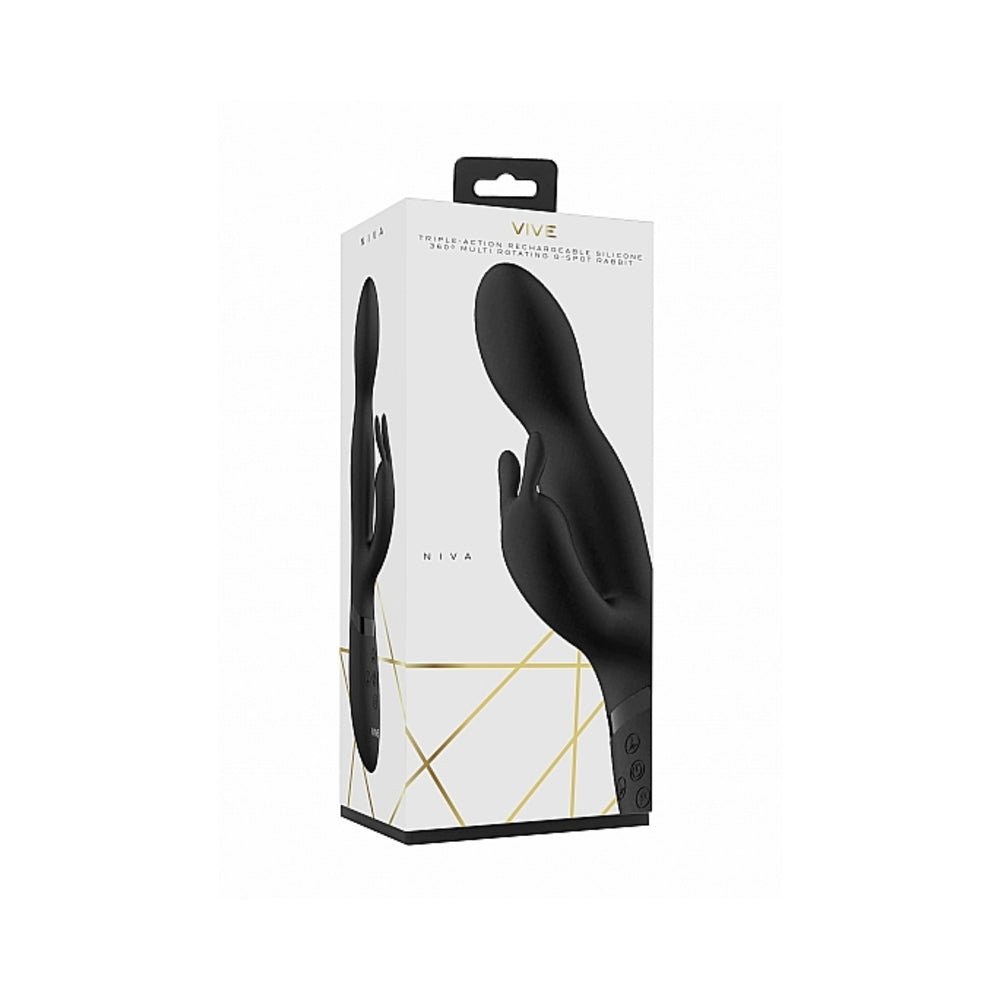 vive-niva-rechargeable-360-rotating-silicone-rabbit-vibrator-black VIVE NIVA Rechargeable 360° Rotating Silicone Rabbit Vibrator Black - Image 1