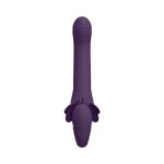 VIVE SATU Rechargeable Triple Motor Pulse-Wave Vibrating Silicone Strapless Strap-On Purple - Image 4