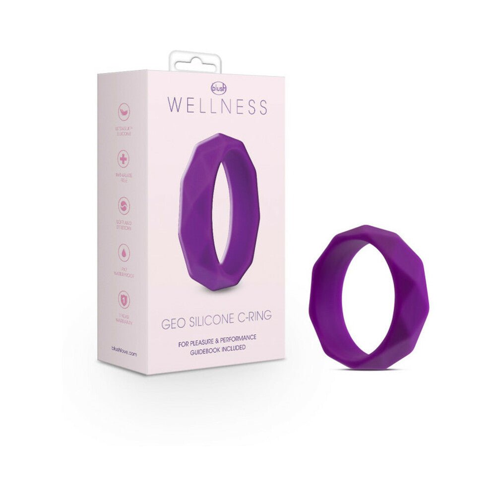 wellness-geo-silicone-cockring-purple Wellness Geo Silicone Cockring Purple - Image 1