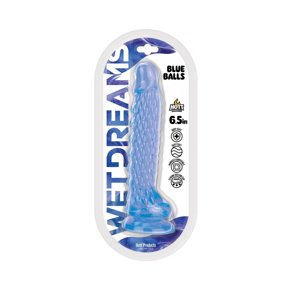 wet-dreams-blue-balls-jelly-dildo-65-in-special-textured-design Wet Dreams Blue Balls Jelly Dildo 6.5 in. Special Textured Design - Image 1