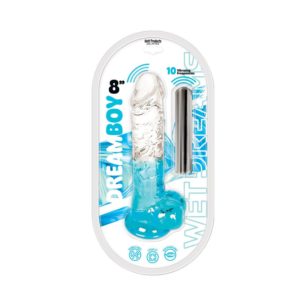 wet-dreams-dream-boy-8-in-jelly-dildo-rechargeable-bullet-clearaqua-gradient Wet Dreams Dream Boy 8 in. Jelly Dildo & Rechargeable Bullet Clear/Aqua Gradient - Image 1