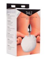 White Fluffy Bunny Tail Anal Plug – Metal - Image 3