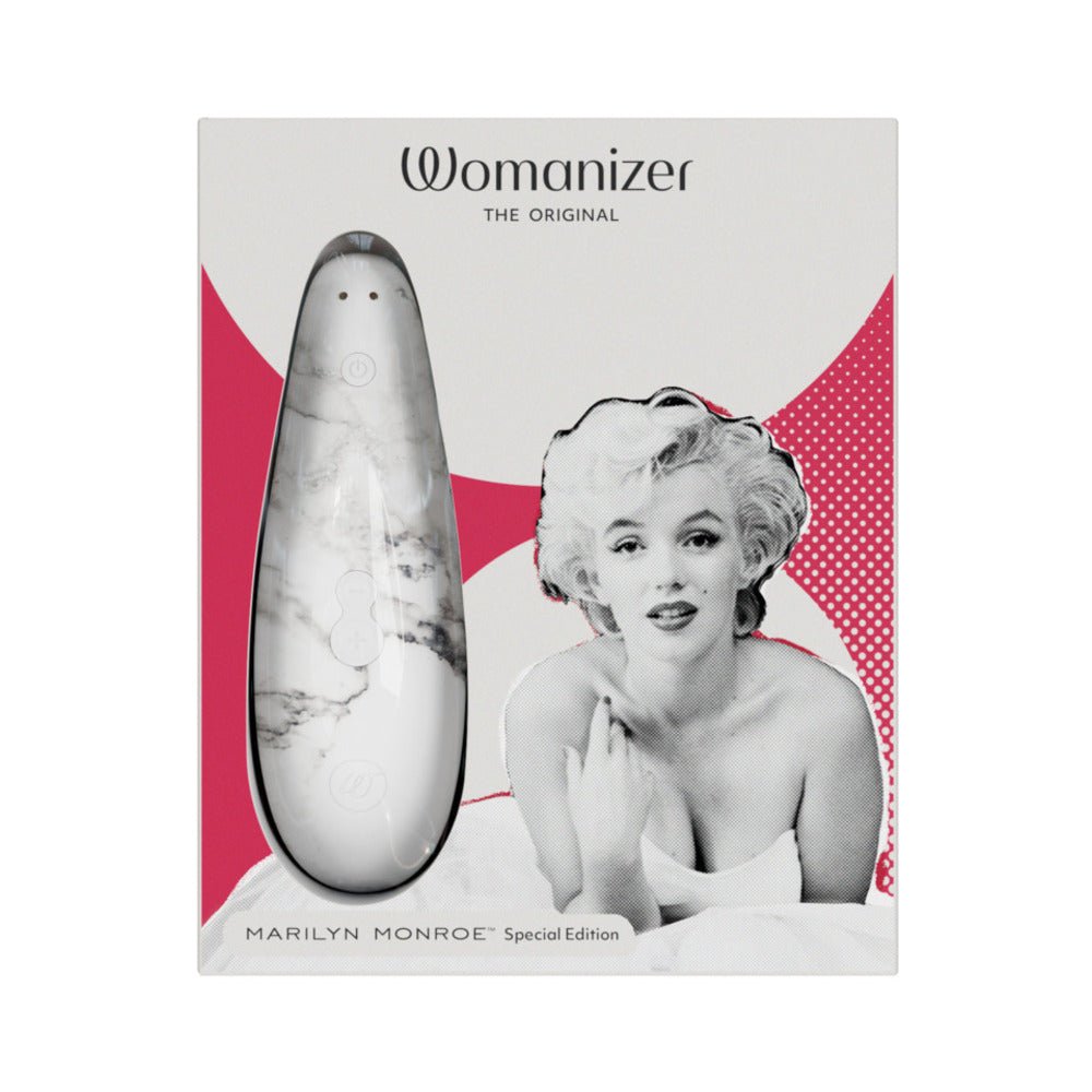 womanizer-x-marilyn-monroe-classic-2-special-edition-pleasure-air-clitoral-stimulator-white-marble Womanizer x Marilyn Monroe Classic 2 Special Edition Pleasure Air Clitoral Stimulator White Marble - Image 1