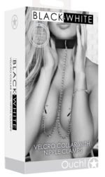 Velcro Collar With Nipple Clamps - Black - Image 2
