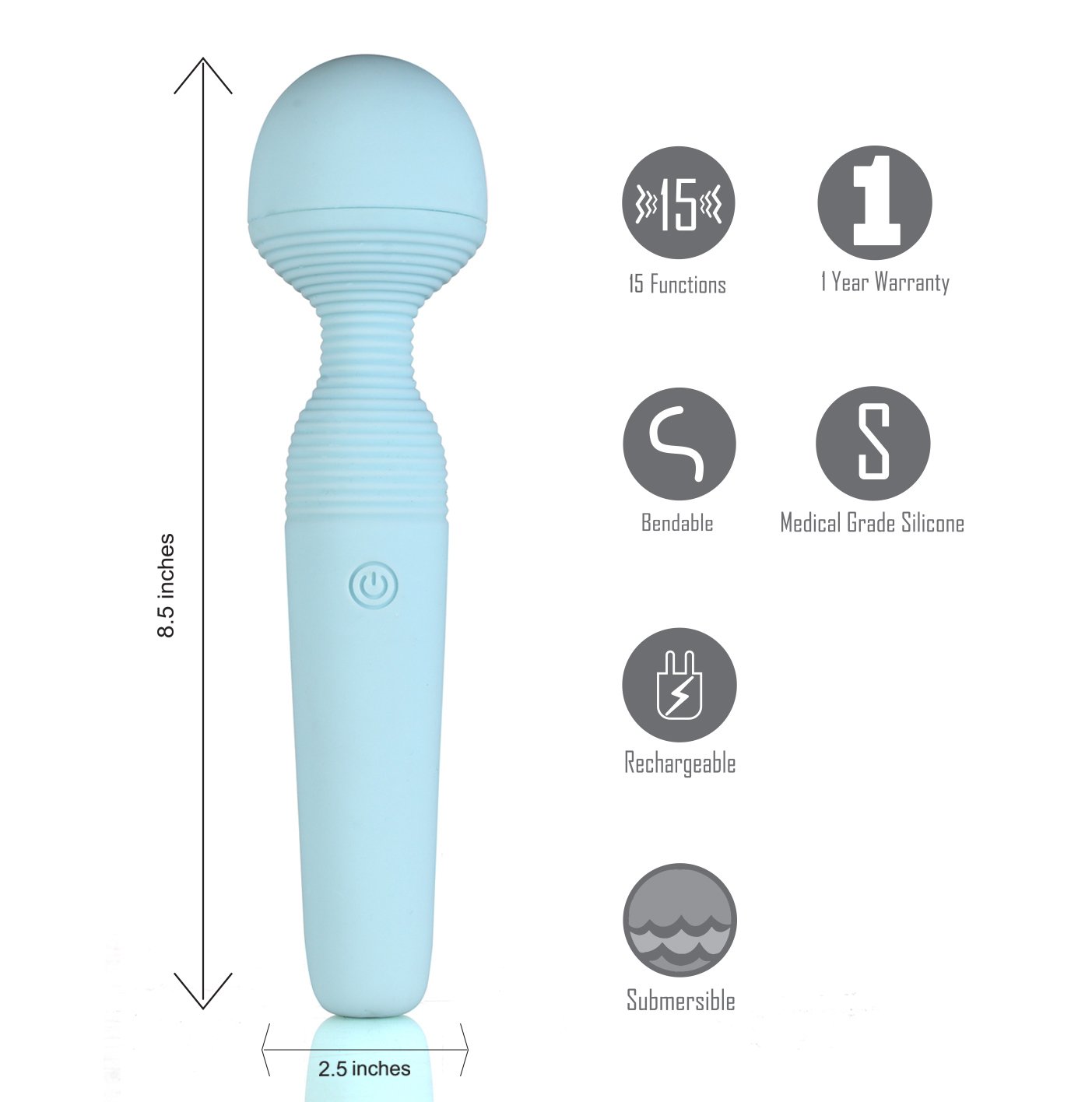 Grace Bendable Vibrating Pleasure Wand - Blue image 0 Grace Bendable Vibrating Pleasure Wand - Blue - Image 1