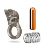 Stay Hard Vibrating Cock Ring Set With Sleeve Textured Sheath - Image 2