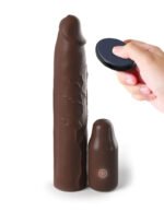 Fantasy X-Tensions Elite 9 Inch Sleeve Vibrating 3 Inch Plug With Remote - Brown - Image 2