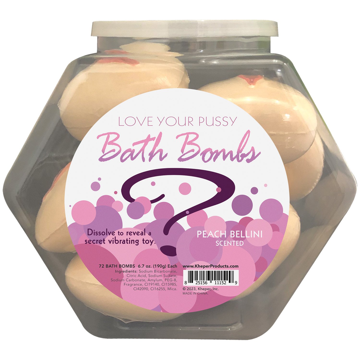 Love Your Pussy Bath Bomb Fishbowl Display of 9 Units - Peach Bellini image 0 Love Your Pussy Bath Bomb Fishbowl Display of 9 Units - Peach Bellini - Image 1