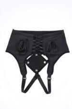 High Waisted Corset Strap on - Black - Image 6