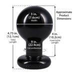 Round Butt Plug Large - Black - Image 4