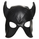 Dungeon Demon Bondage Hood With Horns - Black - Image 5