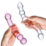 2 Pc Double Pleasure Glass Dildo Set - Pink/clear - Image 3