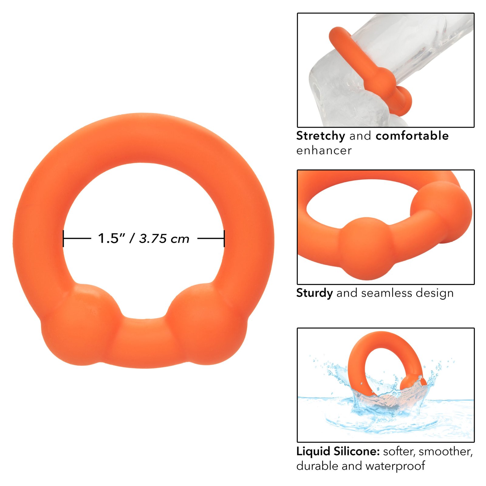Alpha Liquid Silicone Dual Ball Ring - Orange Orange image 0 Alpha Liquid Silicone Dual Ball Ring - Orange Orange - Image 1