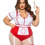 Plus Nurse Feelgood Sexy Costume - 3x/4x - White / Red
