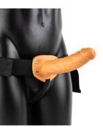 Vibrating Hollow Strap-on No Balls 8 Inch - Tan - Image 2