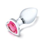 3 Pc Heart Jewel Glass Anal Training Kit - Clear/pink - Image 2