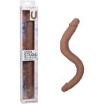 Silicone Studs Bend and Hold Dual Dong 16 Inch - Brown