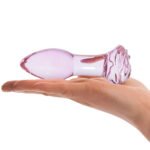 5 Inch Rosebud Glass Butt Plug - Pink - Image 5