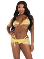 3 Pc Rhinestone Mesh Set - Medium/large - Baby Yellow - Image 4