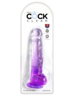 King Cock Clear 8 Inch With Balls - Purple