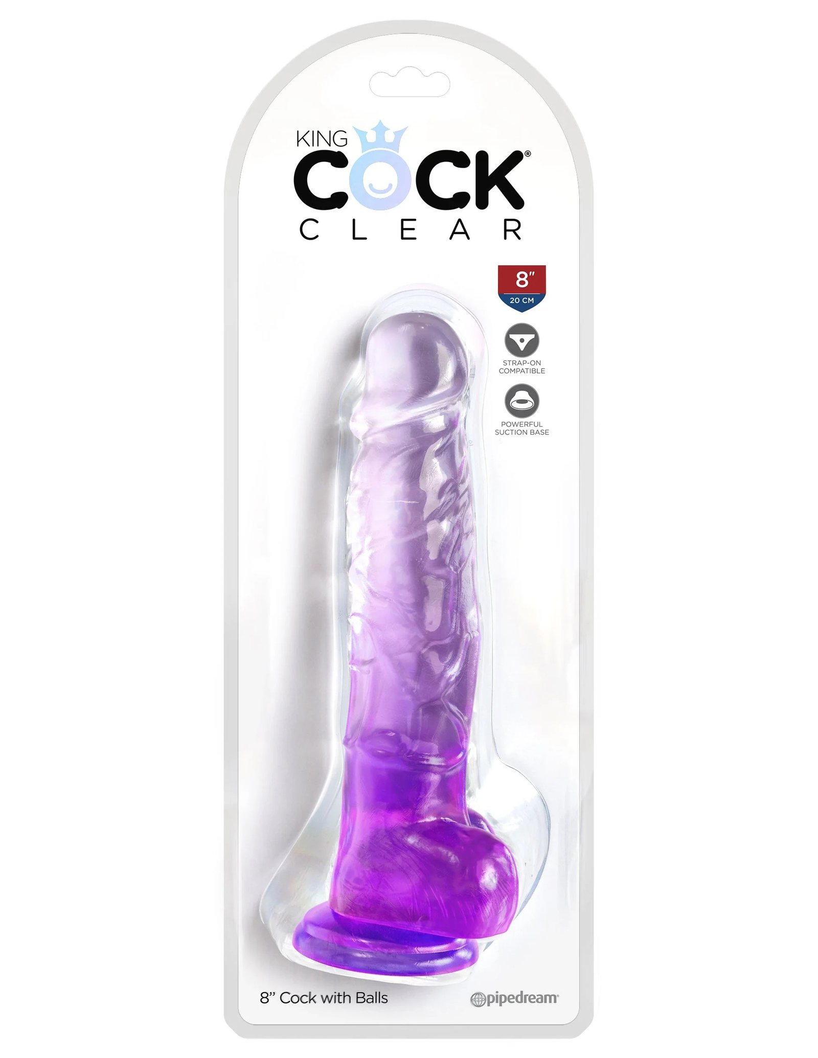 King Cock Clear 8 Inch With Balls - Purple image 0 King Cock Clear 8 Inch With Balls - Purple - Image 1