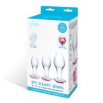3 Pc Heart Jewel Glass Anal Training Kit - Clear/pink - Image 5