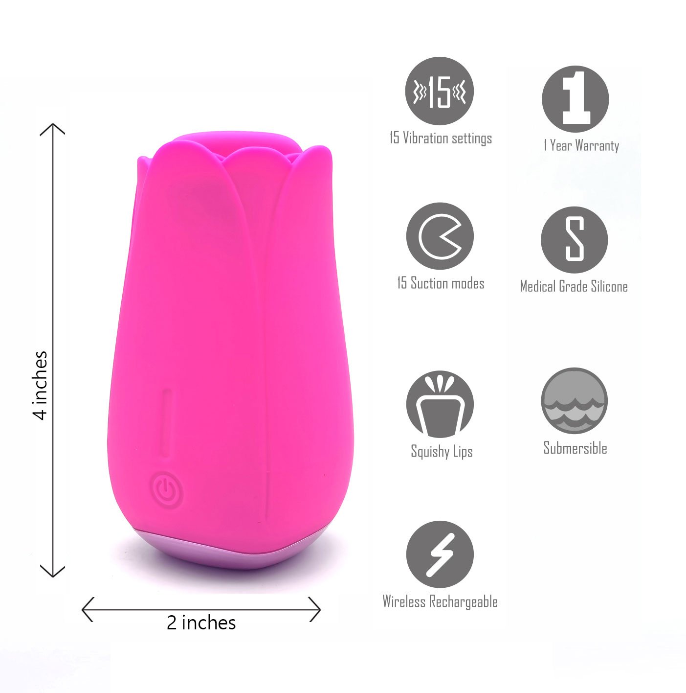 Tulip Pro 15-Function Suction Vibe With Wireless Charging - Pink image 0 Tulip Pro 15-Function Suction Vibe With Wireless Charging - Pink - Image 1
